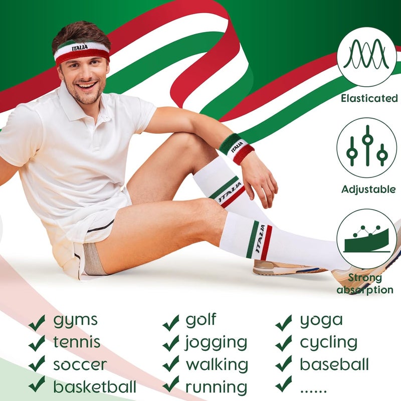 Jadive Sweatband Set and Includes 1 Head Sweatband and 2 Sports Wristband and 1 Pair Compression Socks for Men Women - Image 3